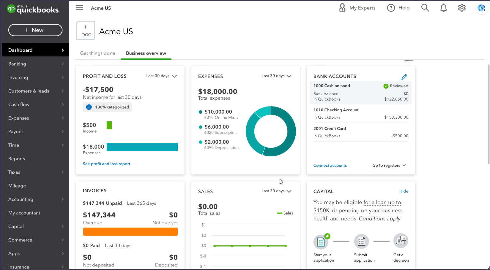 QuickBooks Online Profit and Loss Details